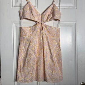 Zara Backless Floral Dress in Pink and Yellow